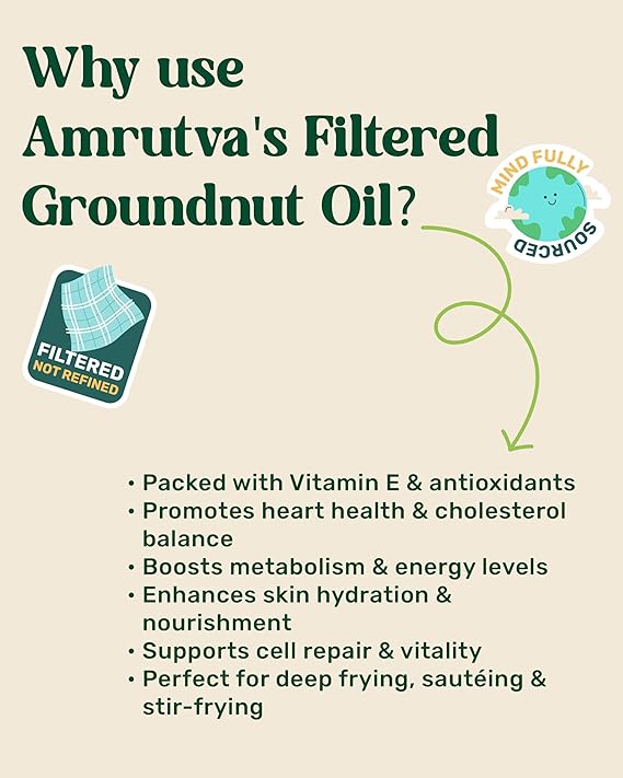 Amrutva Filtered Groundnut Oil in 5 Litre Jar - best cooking oil for you